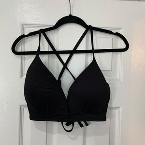 Black Strappy Women's Swim Top